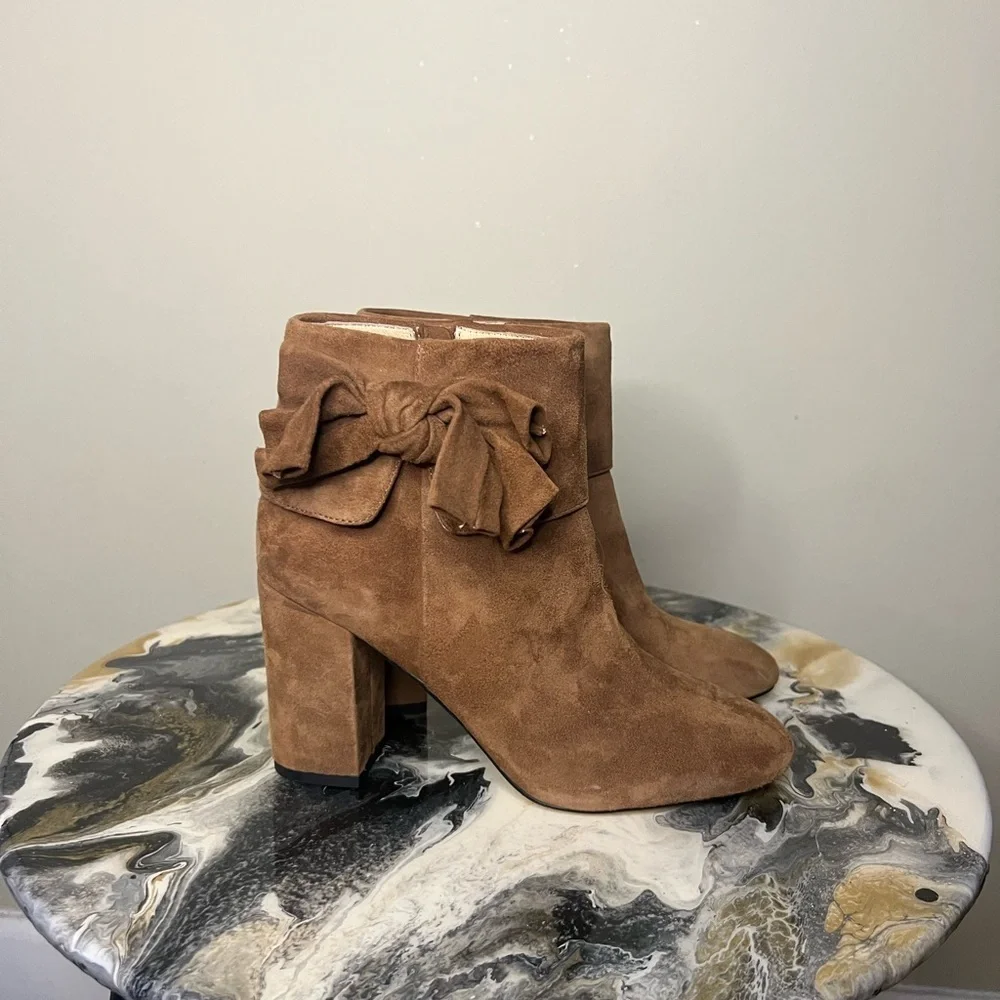 Kate Spade New York Brown Suede Ankle Booties with Bow